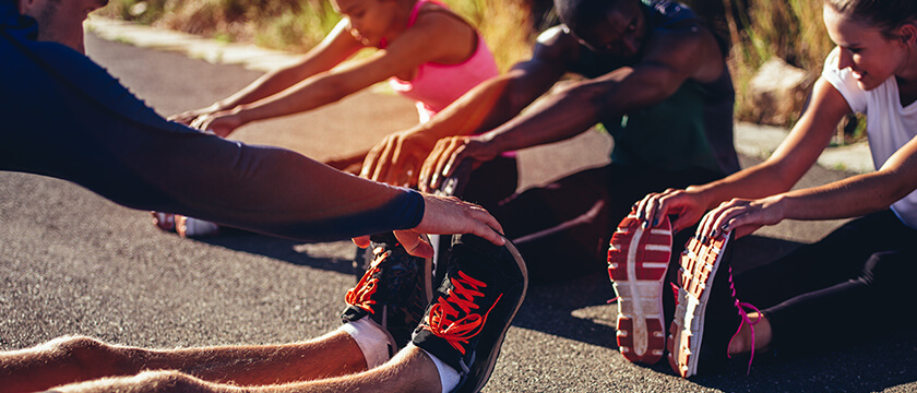 Athletes Stretching