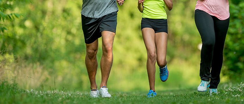 Three Sets of Legs and Shoes, Jogging Together