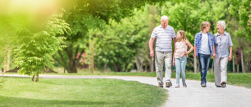 Multigenerational Family Walking in a Park