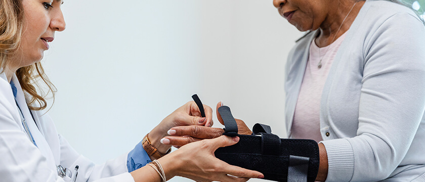 Hand and Wrist Splint Being Put On Patient