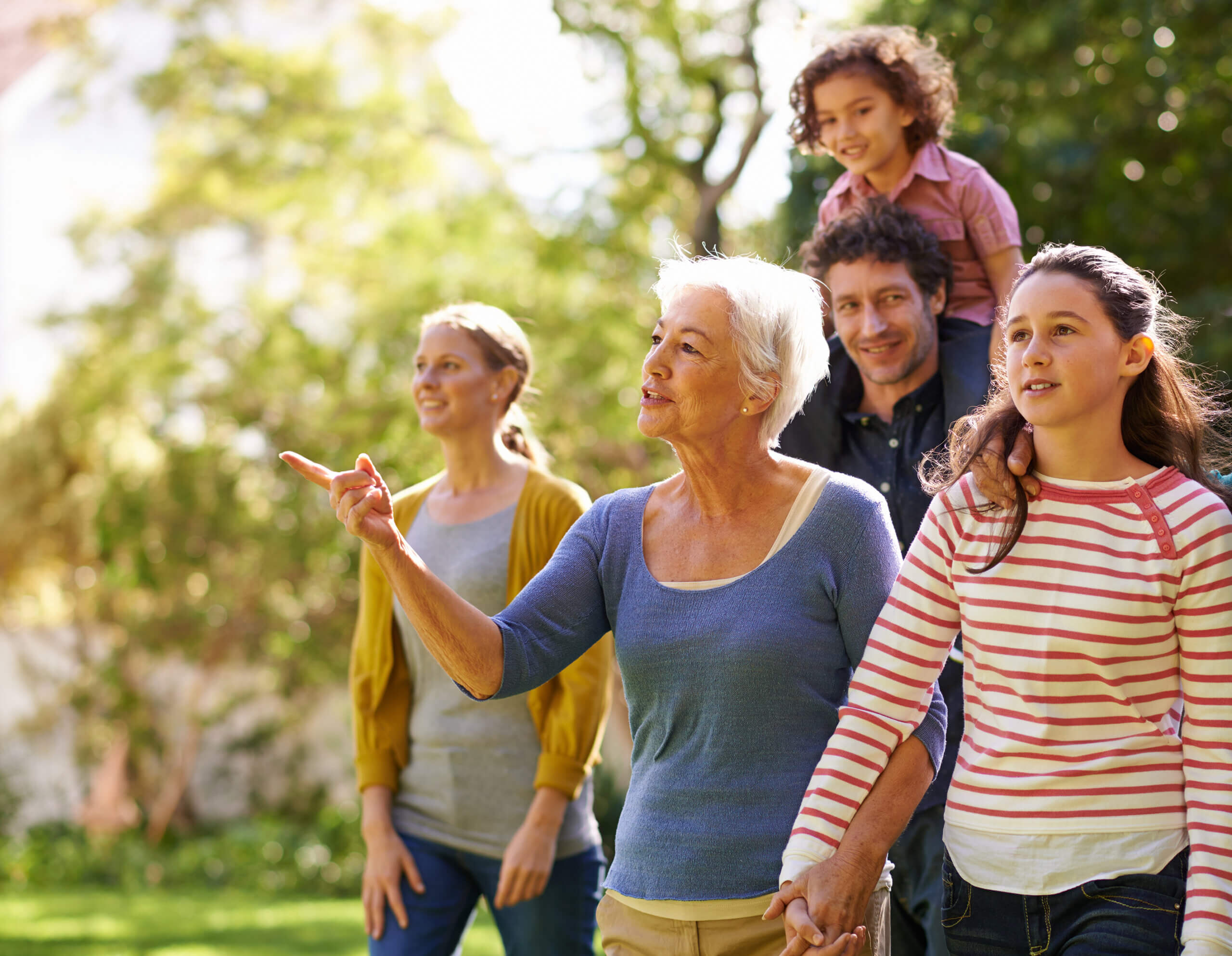 Multigenerational Family Walking and Exploring Outdoors