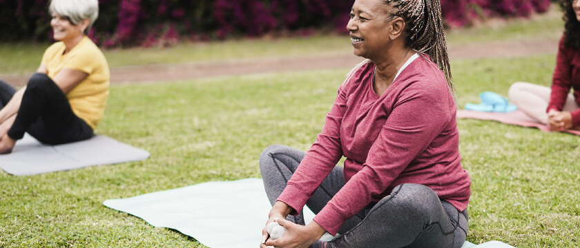 Woman's Yoga Class Outdoors